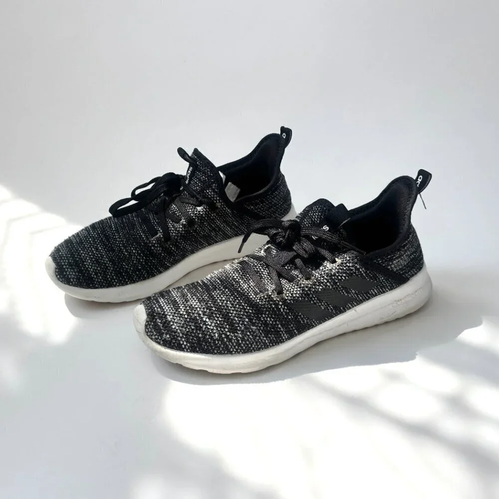 Adidas Women's Cloudfoam Black & White Lace Up Running Shoes - Sz 7.5